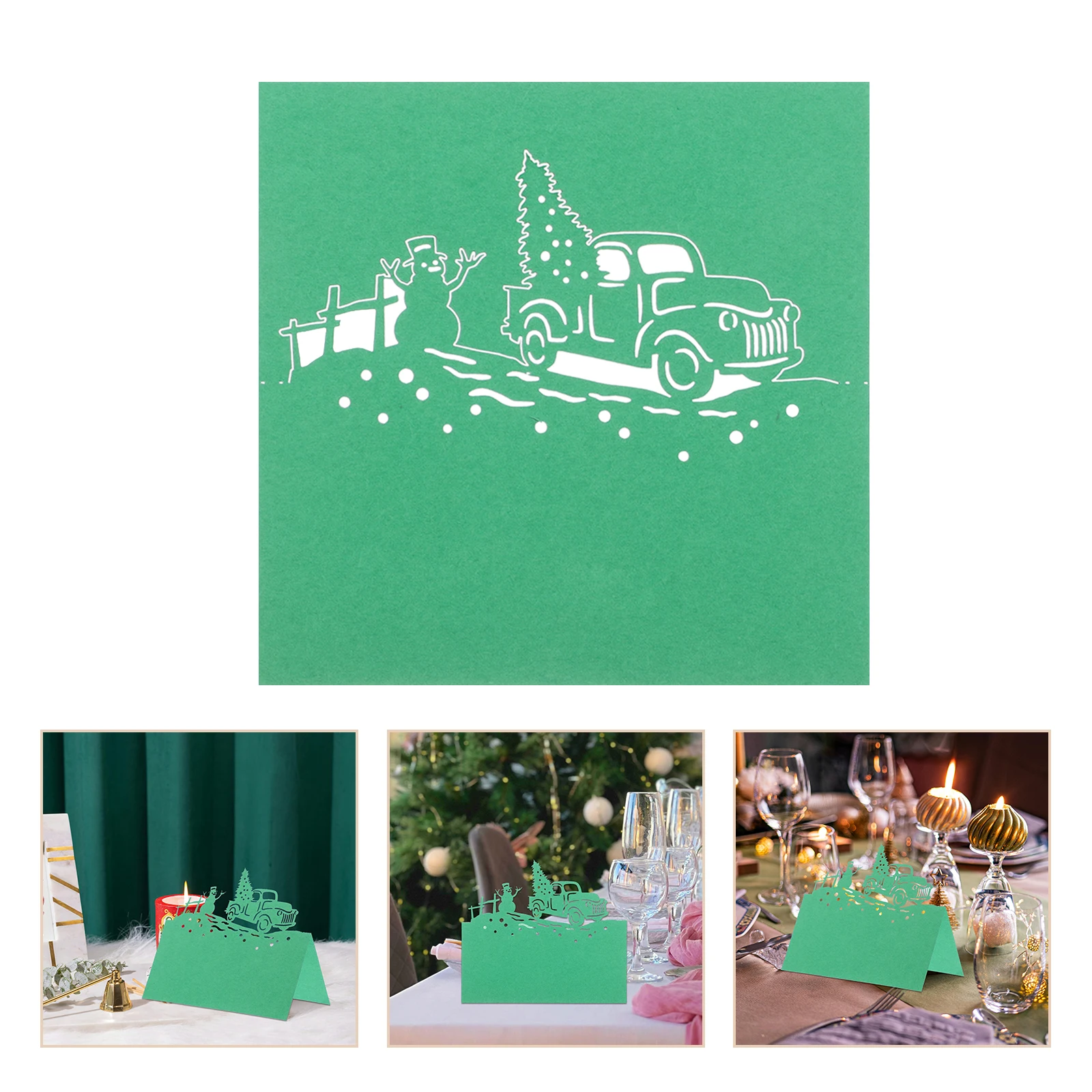 

50 Pcs Christmas Tree Table Card Place Cards Printable Seat Name for Wedding Dinner Settings Green Holiday Seating