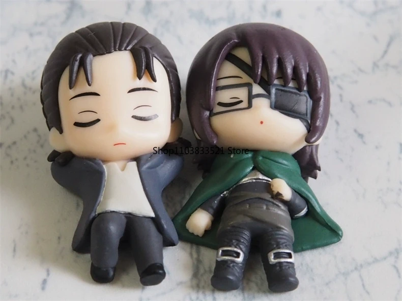BANDAI Original Attack on Titan Gashapon NemuraseTai Sleep Series Levi Ackerman Eren Kruger Anime Action Figures Model