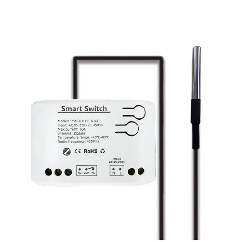 

Tuya Smart Zigbee Switch With Temperature Sensor Passive Dry Contact Zigbee Relay Work With Home Assistant
