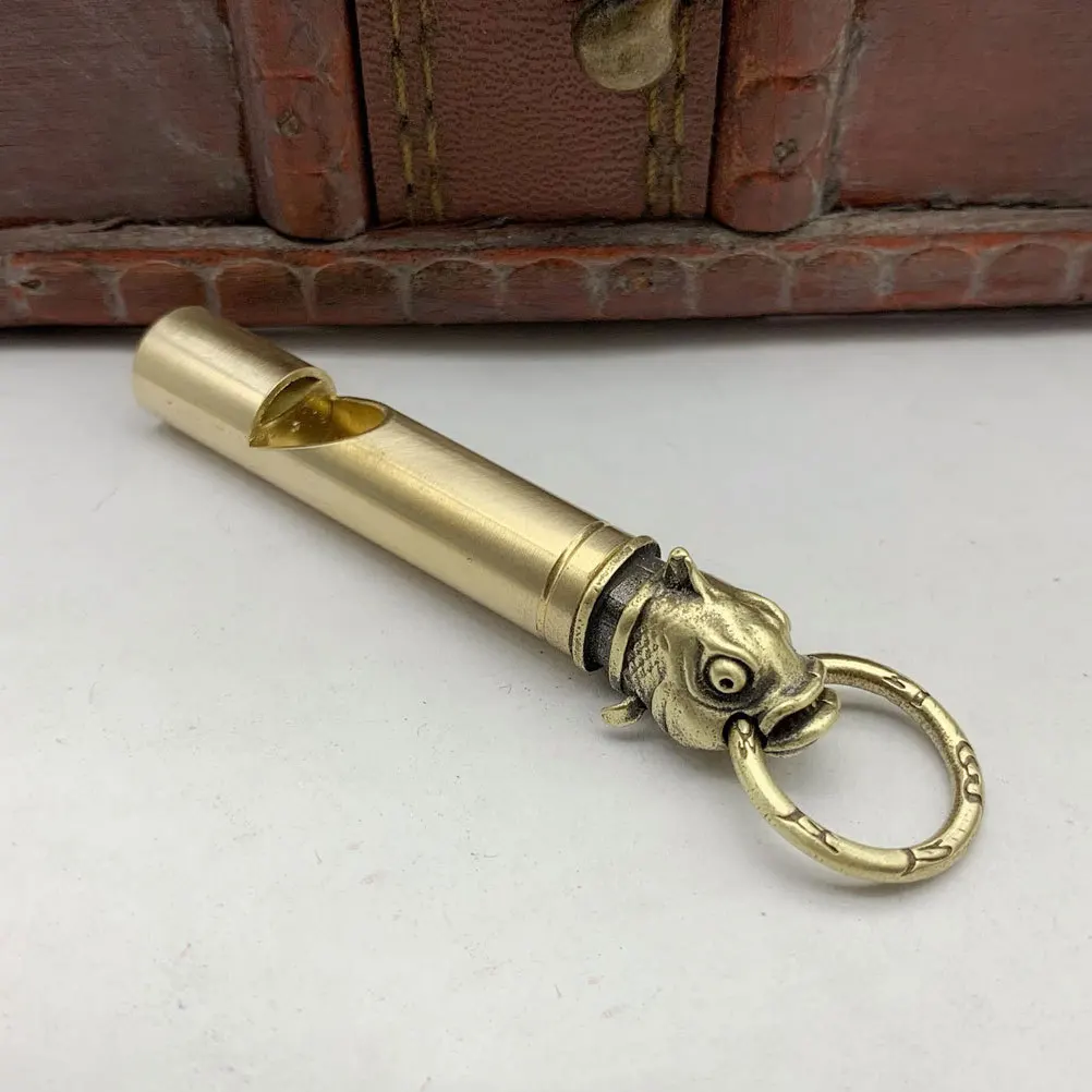 

2Pcs Brass Whistle Keychains Versatile Emergency Hiking Camping Loud Survival Whistles Portable Training Whistle