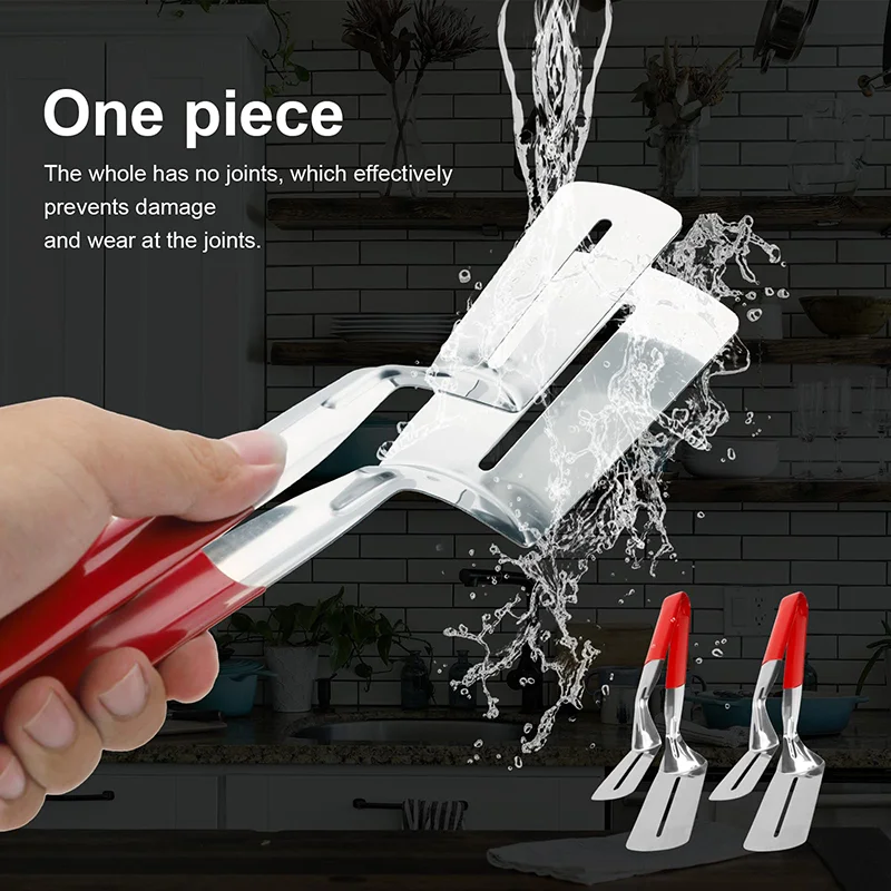 Stainless Steel Steak Clip Pancake Barbecue Spatula Clip BBQ Tongs Frying Fish Spatula Clip Bread Clip Household Kitchen Tools