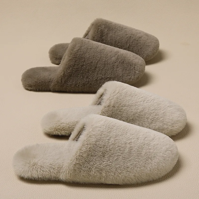 

Silent cotton slippers for women, indoor home, anti-slip and warm, wool and velvet cotton slippers