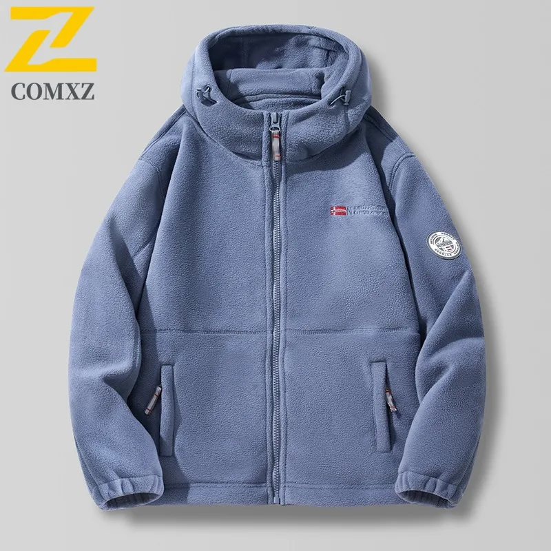 

COMXZ Мужская куртка Повседневная с капюшоном для альпинизма на открытом воздухе Ветрозащитное теплое пальто Премиум Внутренний слой Флисовые удобные осенне-зимние пальто