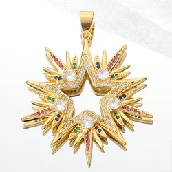 Juya 18K Gold Plated Cubic Zirconia Enamel Snake Star Charms For DIY Women Men Punk Pendant Jewelry Making