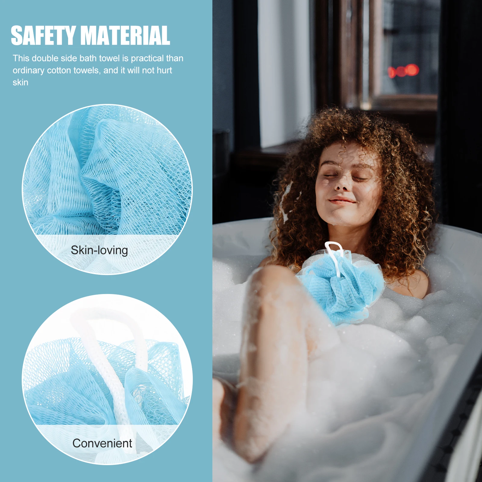 

Three Piece Bath Towel Set Exfoliating Scrubber Gloves Portable Foaming Mesh Body Clean Mitt Shower Tool Household Bath