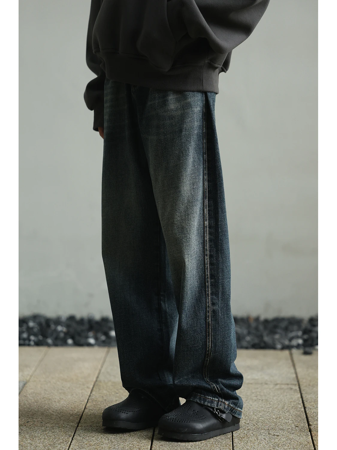 

American Sle Straight Leg Jeans Waed Wide Leg Silhouette Floor-Length Casual Long Trousers for Men And Women Retro Trendy...