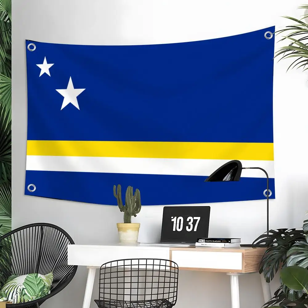 Curacao Flags Custom Wall Hanging Background Art Banner For Bedroom Home Living Room Outdoor Decor