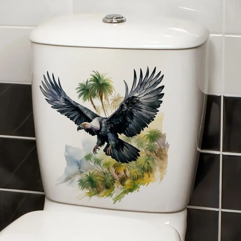 Condor Watercolor Toilet Lid Sticker, Apply for Wall, Door, Cabinet, Window, Car Decoration, Vinyl Decals, Art Wallpaper, Poster
