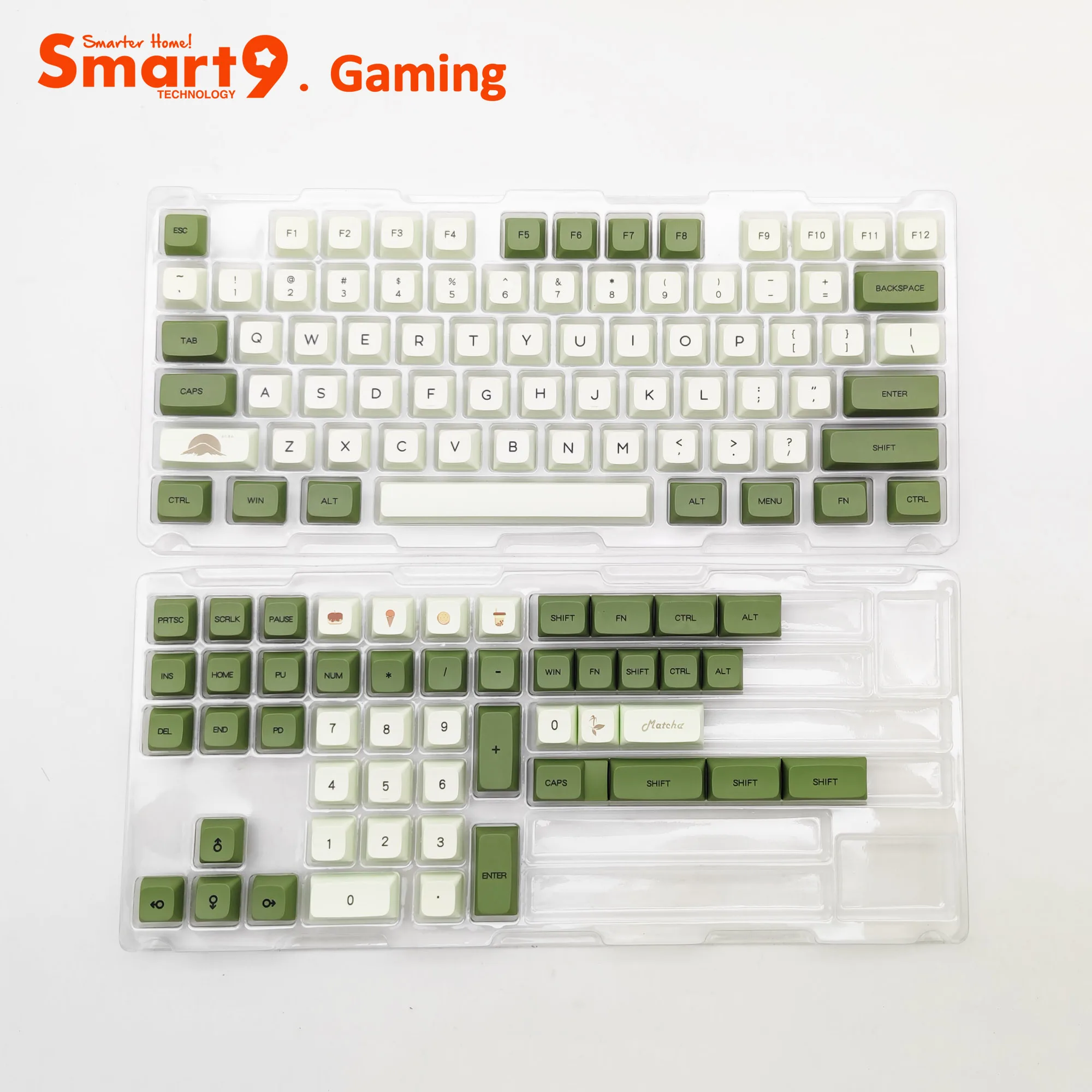 Smart9 PBT Dye Sub Keycaps XDA perfil Bee Milk Micro Light Matcha ColorWay Design Sublimation Print para teclados mecánicos