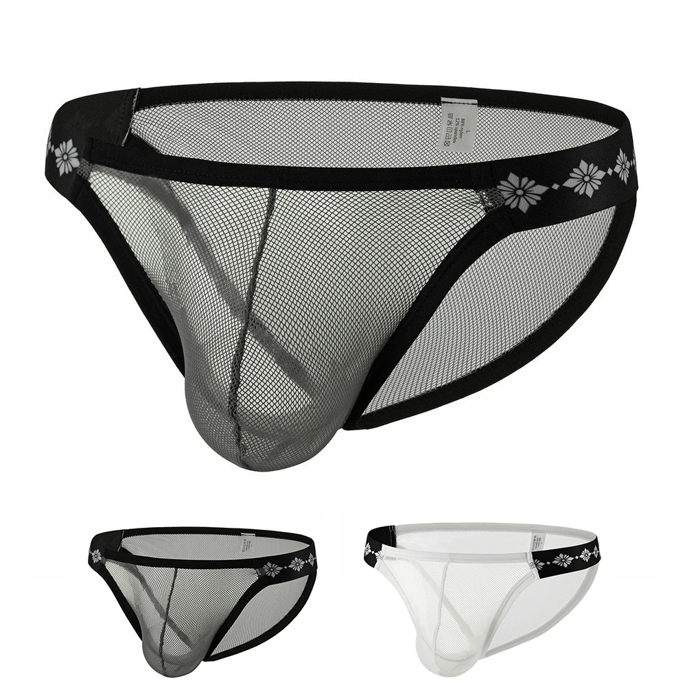 For Summer Men's Perspective Mesh Briefs Underwear Thin Cooling Bulge Pouch Sexy Sissy Panties Lingerie Shorts