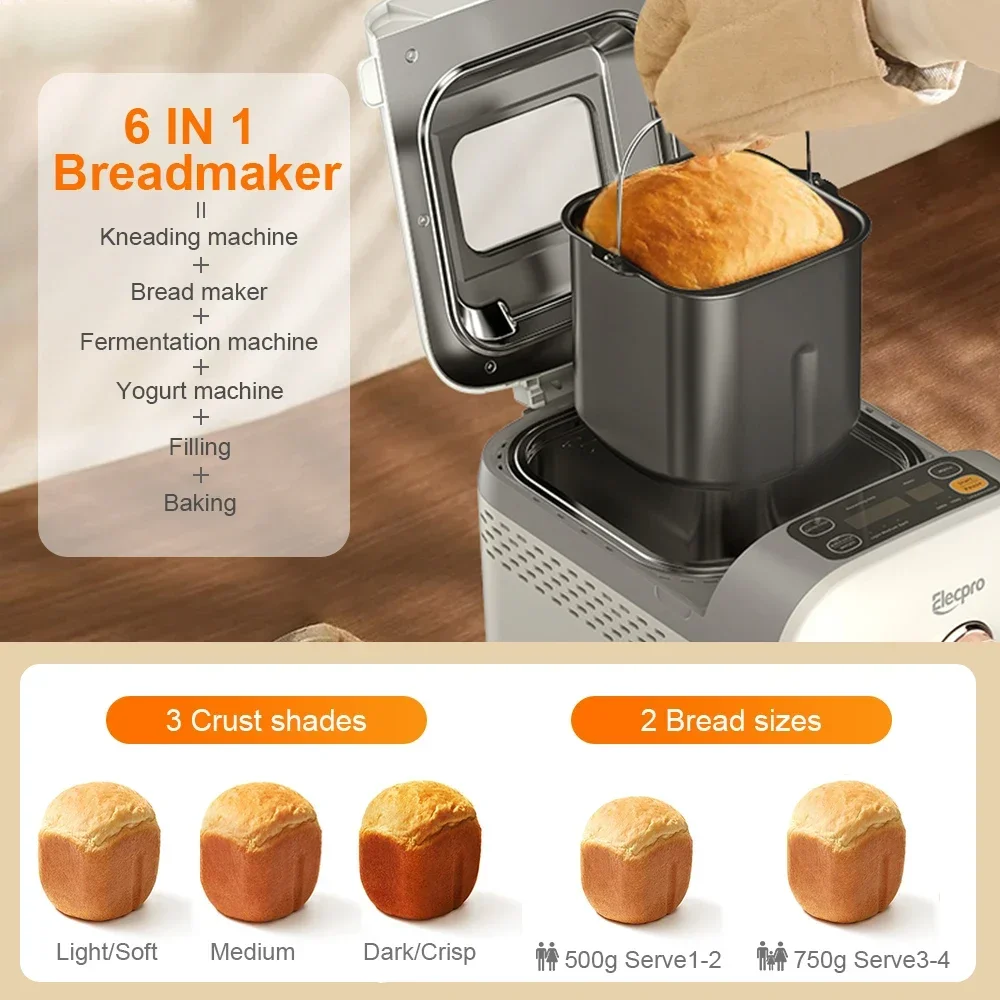 Hot Sale 1.5LB 20 in 1 Multi-functions Non-stick inner pot Automatic Small Korea Japan Home Bread Maker