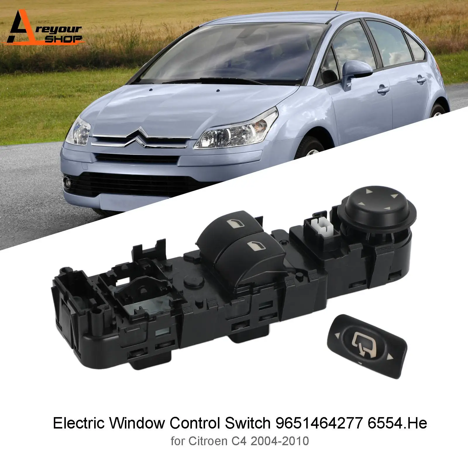 Areyourshop Electric Window Control Switch 9651464277 6554.He for Citroen C4 2004-2010 Car Auto Parts