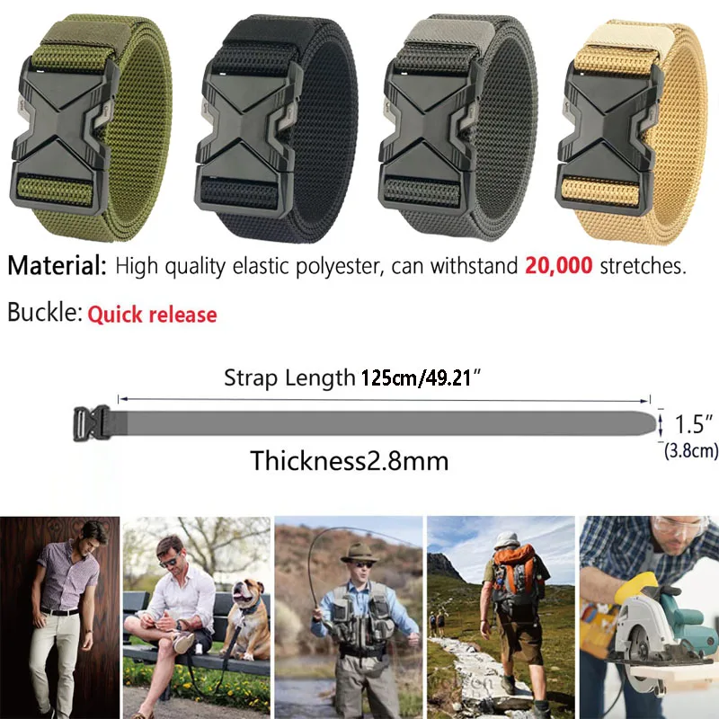 Men's Tactical Belt Nylon Braided Outdoor Training Military Belt Canva Casual Mountainee Trouser Pants Jeans Buckle Waist Belt