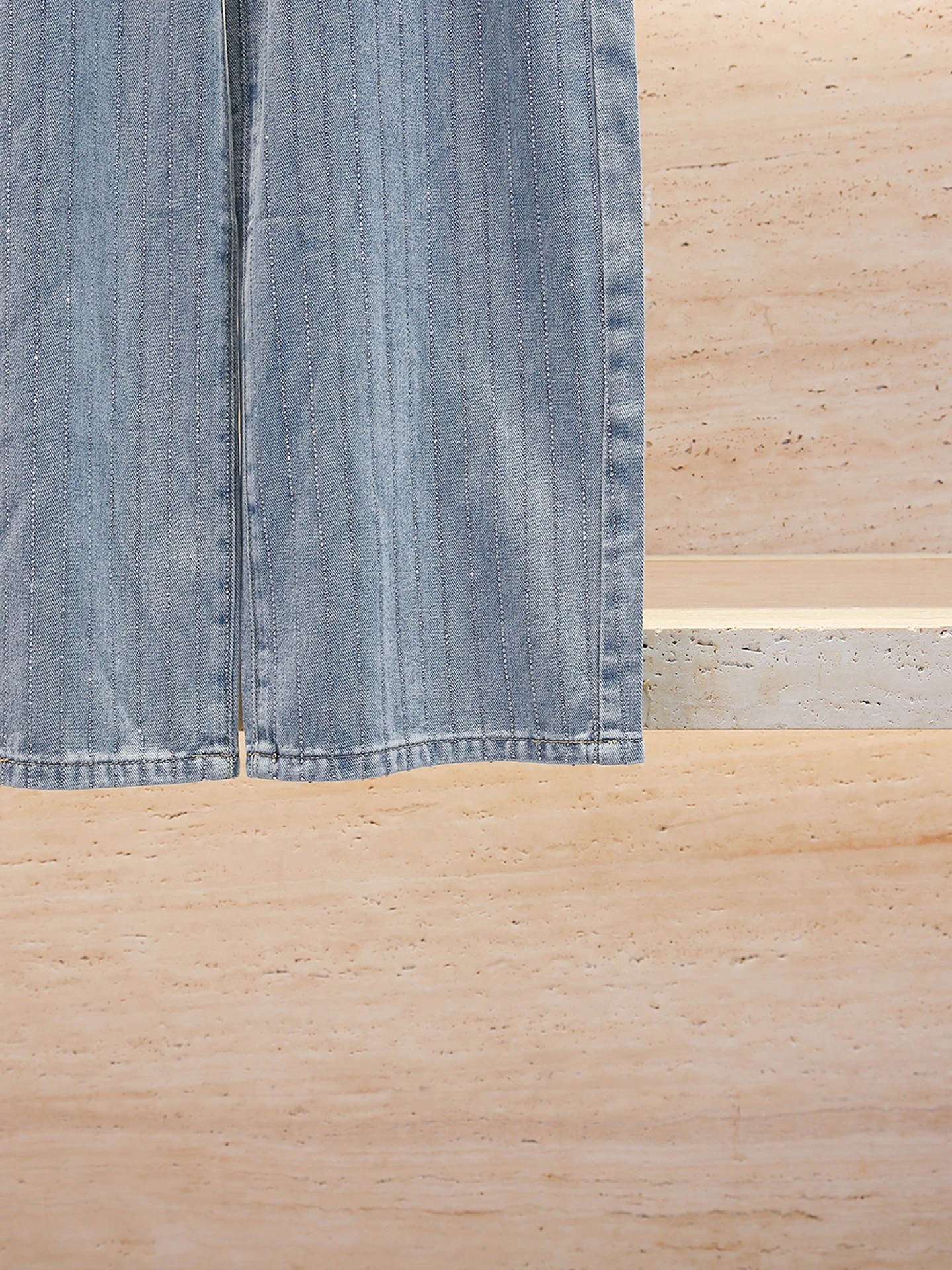 ハイウエストワイドレッグロングジーンズストライプベルトサウスオイルハイエンドレディースカジュアルハイウエストジーンズラインストーン付き2025年秋