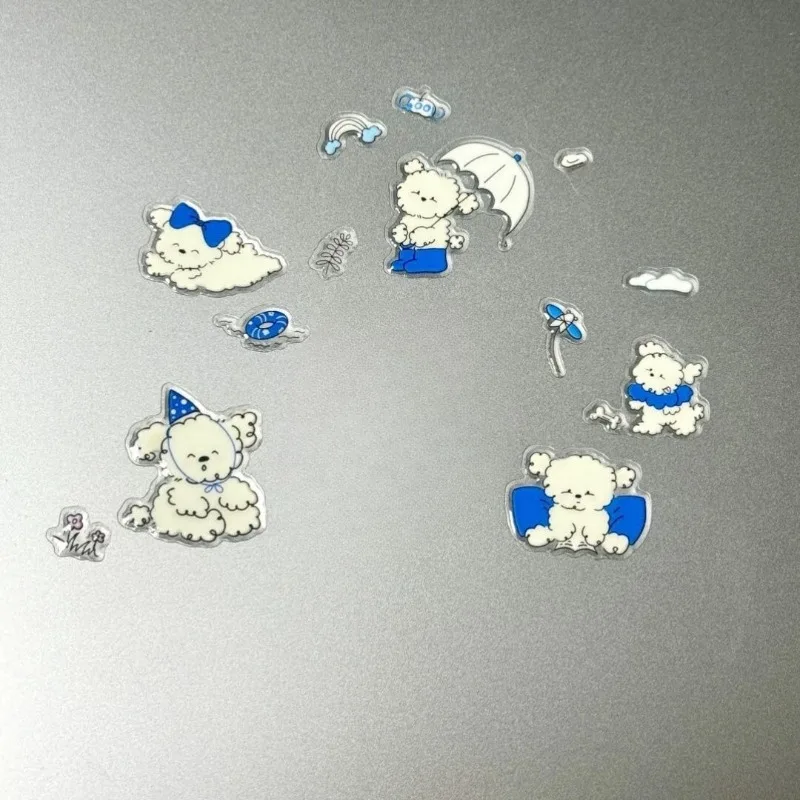 Blue Hat Puppy Jelly Stickers Waterproof Self-adhesive Aesthetic DIY Decor for Phone Case Tablet Laptop Journal Scrapbook Decals