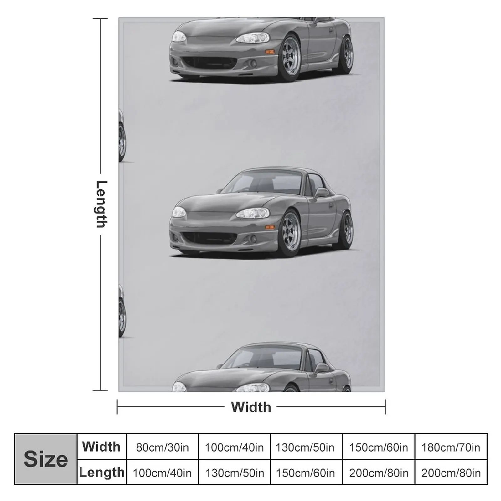 Mx5 / Miata NB MK2 illustration (silver) Throw Blanket halloween Retros Polar bed plaid Blankets