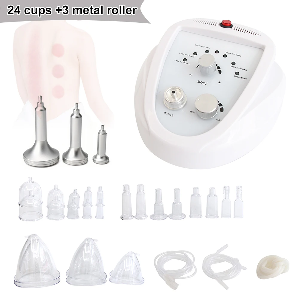 

24 Cups Vacuum Breast Enlargement Machine Buttock Lifting Face Care Body Shaping Vacuum Therapy Beauty Salon Device Cupping Tool