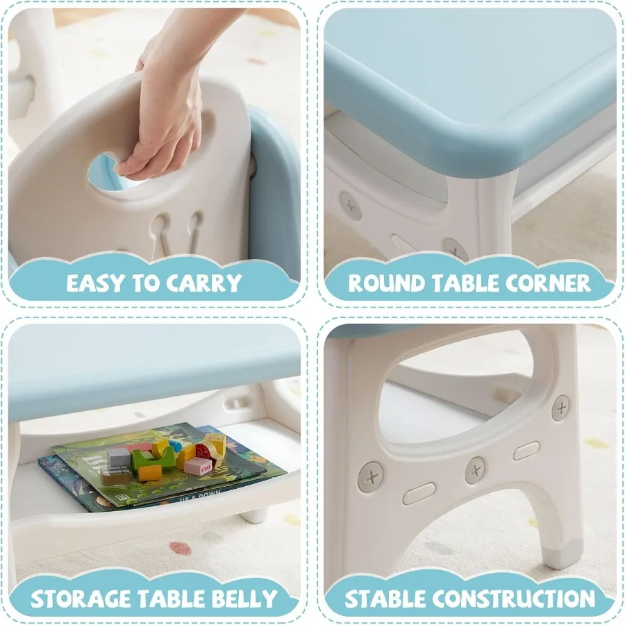 Tafel- en stoelenset Plastic activiteitentafel met 2 stoelen Ontworpen voor het lezen van tekenen Snack Time Arts and Crafts Activities Ide