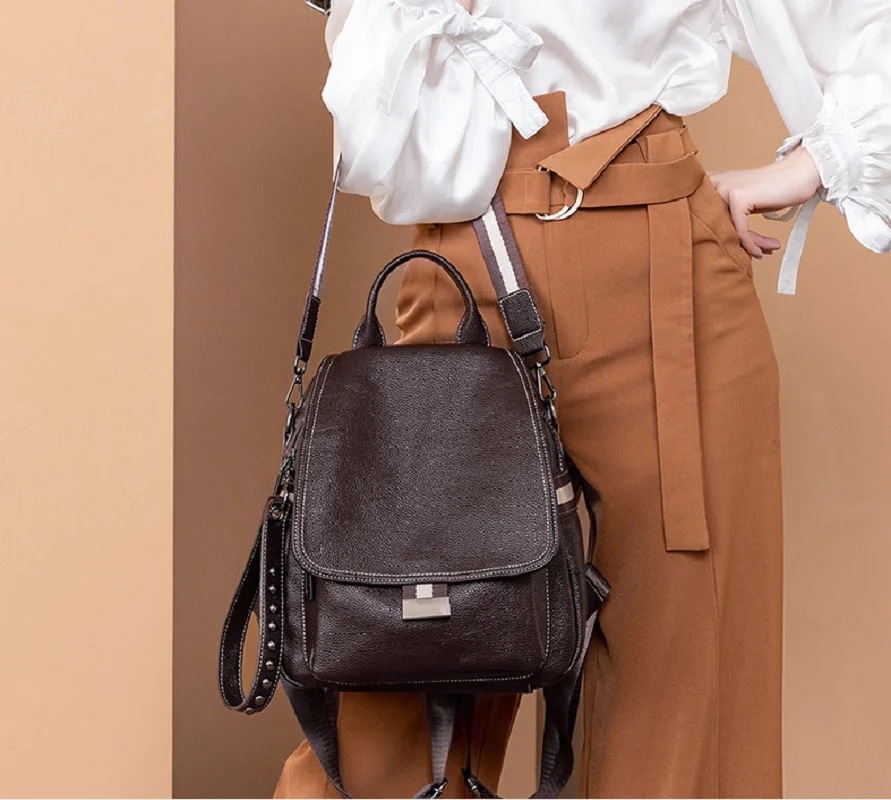 New Women Classical Luxury Designer Anti Theft Travel Backpack Genuine Leather Shoulder Bags Vintage Crossbody Backpacks