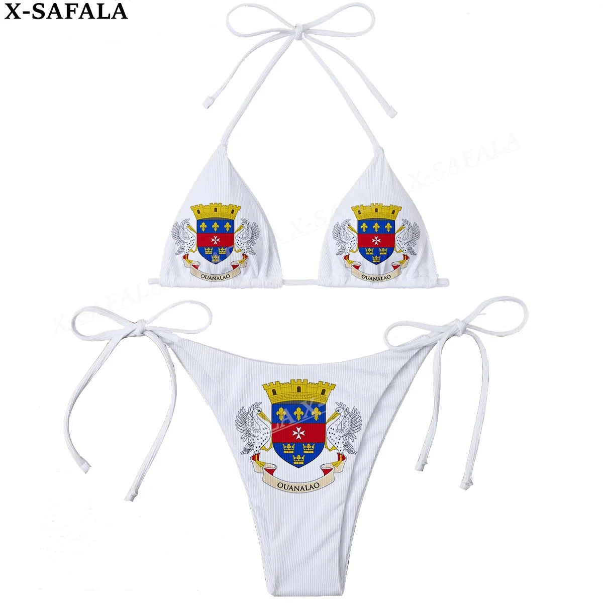 St. Barthelemy Flag 3D Print Women Micro Sexy Bikini Bra Set Summer Beachwear Sexy Beach Two Pieces Bathing Suits Swimwear