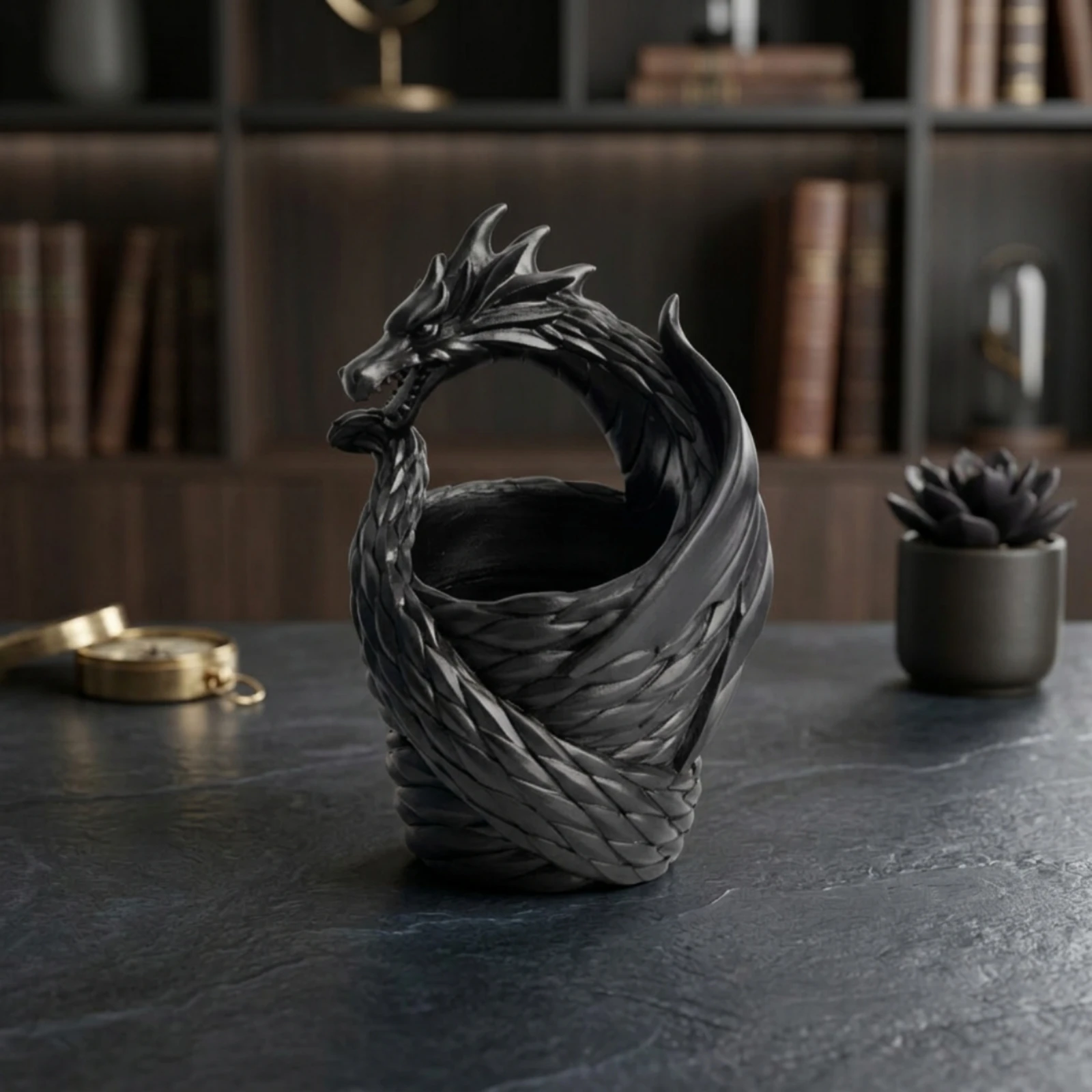 Dragon Sculpture Planter Decorative Dragon Planter Sculptural Desktop for Fantasy Lovers, Garden, Office