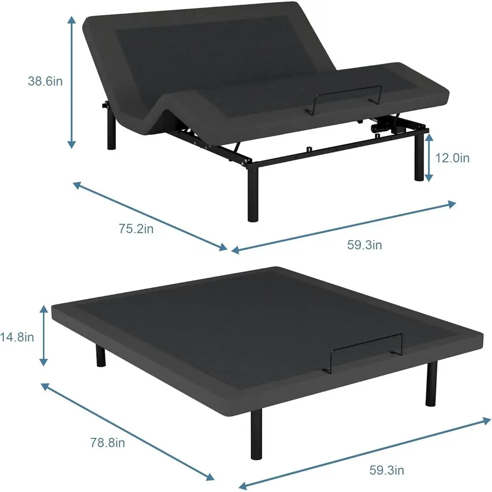 FARDLIFE Queen Adjustable Bed Frame with Wireless Remote, Dual Motors, Thick Edge