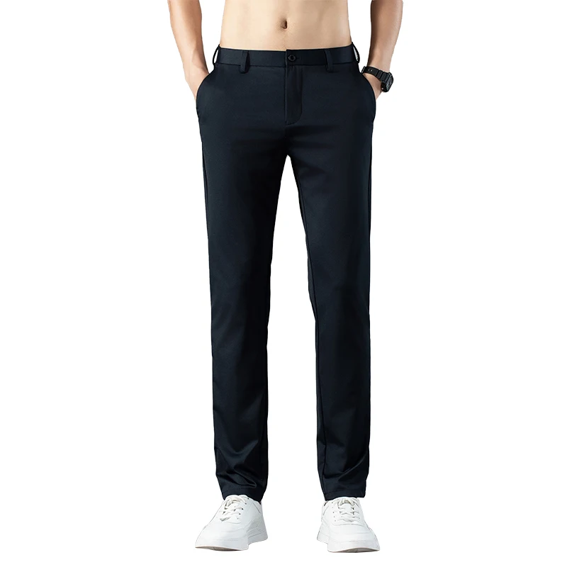 

Men's summer ice silk business casual pants, suit pants, men's elastic straight leg formal pants, plus size