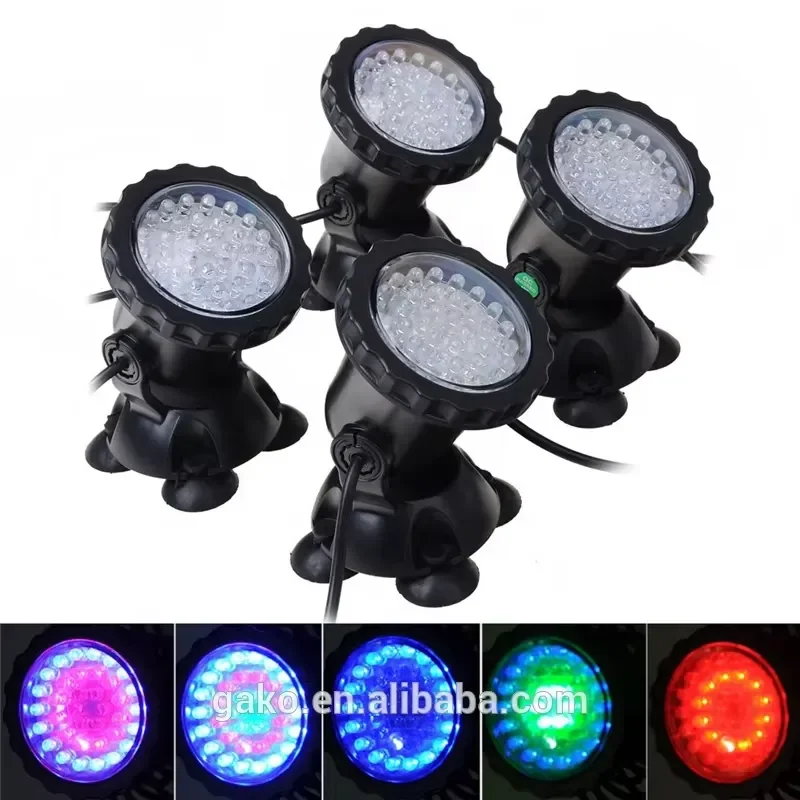 Plastic Black Housing Suction Cup Base Adjustable Lighting Angle IP67 Underwater Pond LED Light for Lawns Pools Gardens