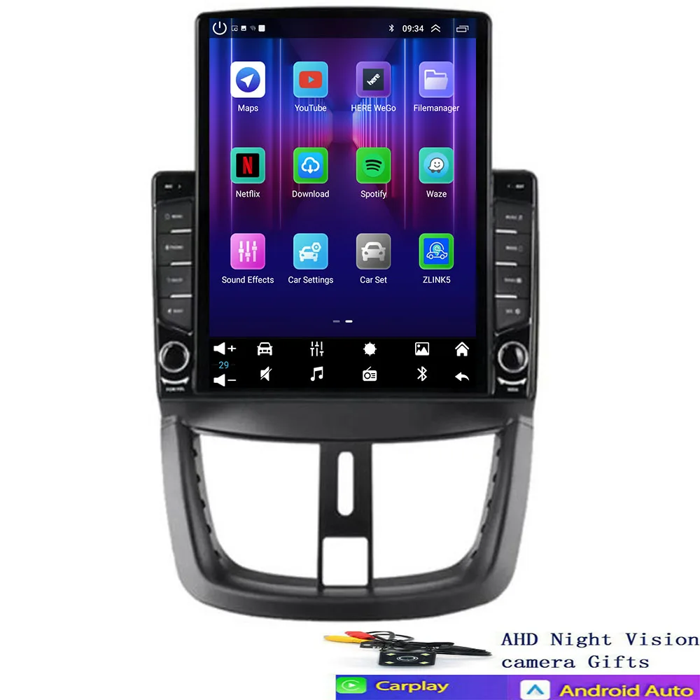 راديو السيارة Carplay لبيجو 207 2006 - 2015 الملاحة GPS أندرويد السيارات ستيريو مشغل وسائط متعددة 5G Carplay فيديو No 2din DVD