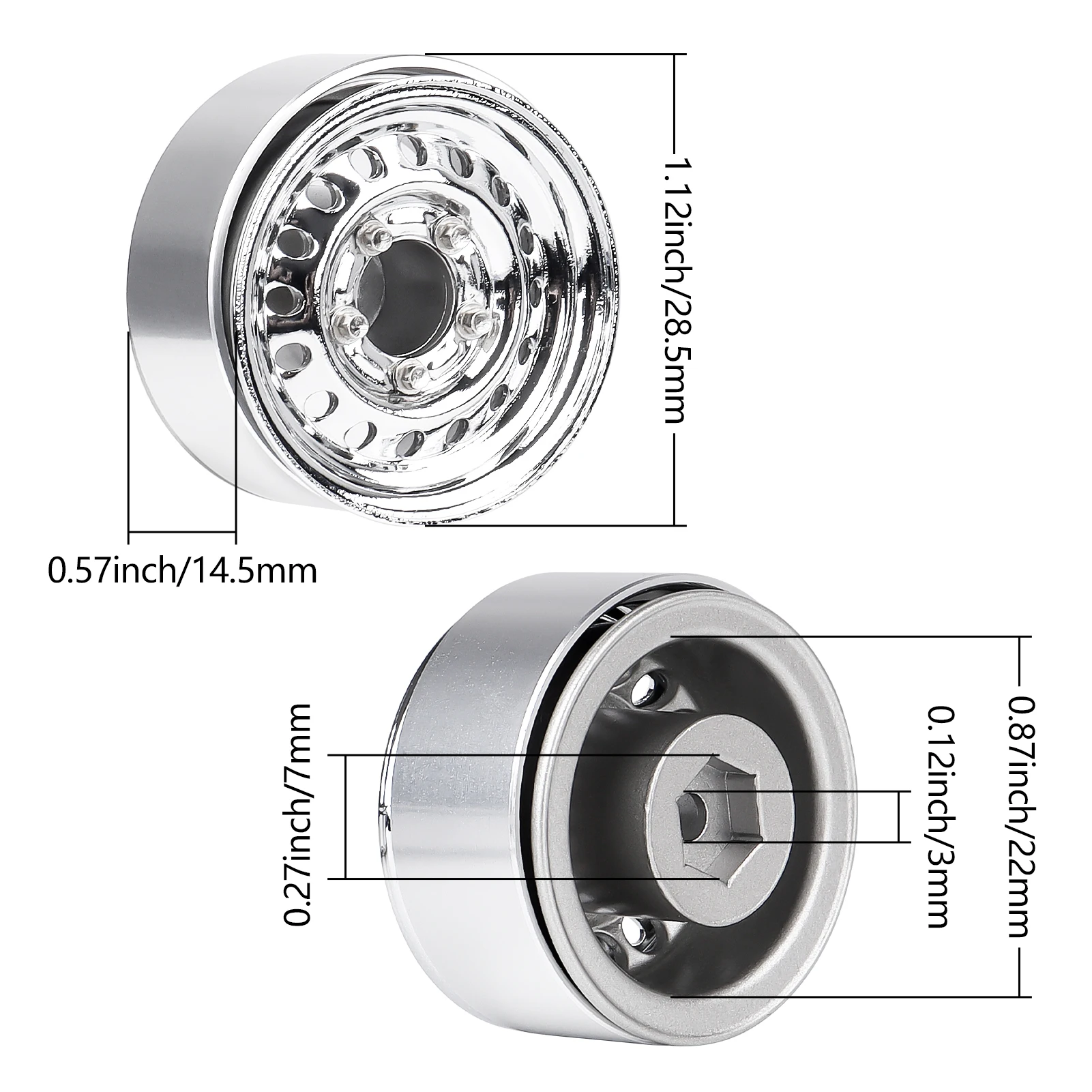 HobbyPark 1.0 Beadlock Wheels Negative Offset Stamped Steel 1.0