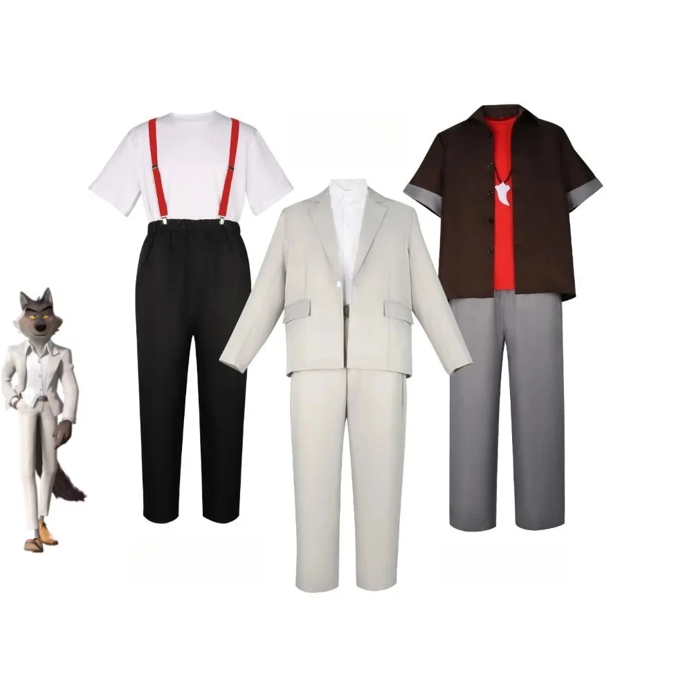 

Новый мультфильм «Плохие парни», белый костюм для косплея на Хэллоуин, костюм плохого волка, мужская модная одежда для косплея на Хэллоуин, аниме