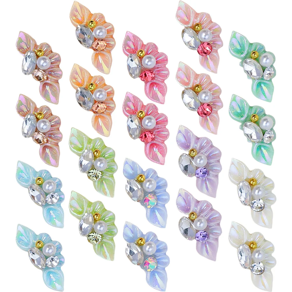 

27Pcs Nail Resin Charms Flower Pearl Shiny Manicure Decorations for Acrylic Nails Nail Art Supplies Manicure Flower
