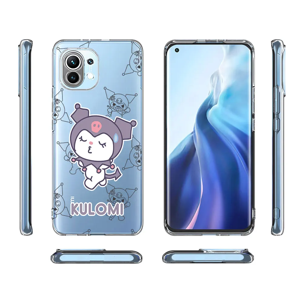 Transparent Case for Xiaomi Mi 11T 13 11 10T 8 9 CC9 A3 CC9E 11i 12 12X 5X A1 8 9T Pro A2 10 Lite Soft Phone Cover Kuromi Happy