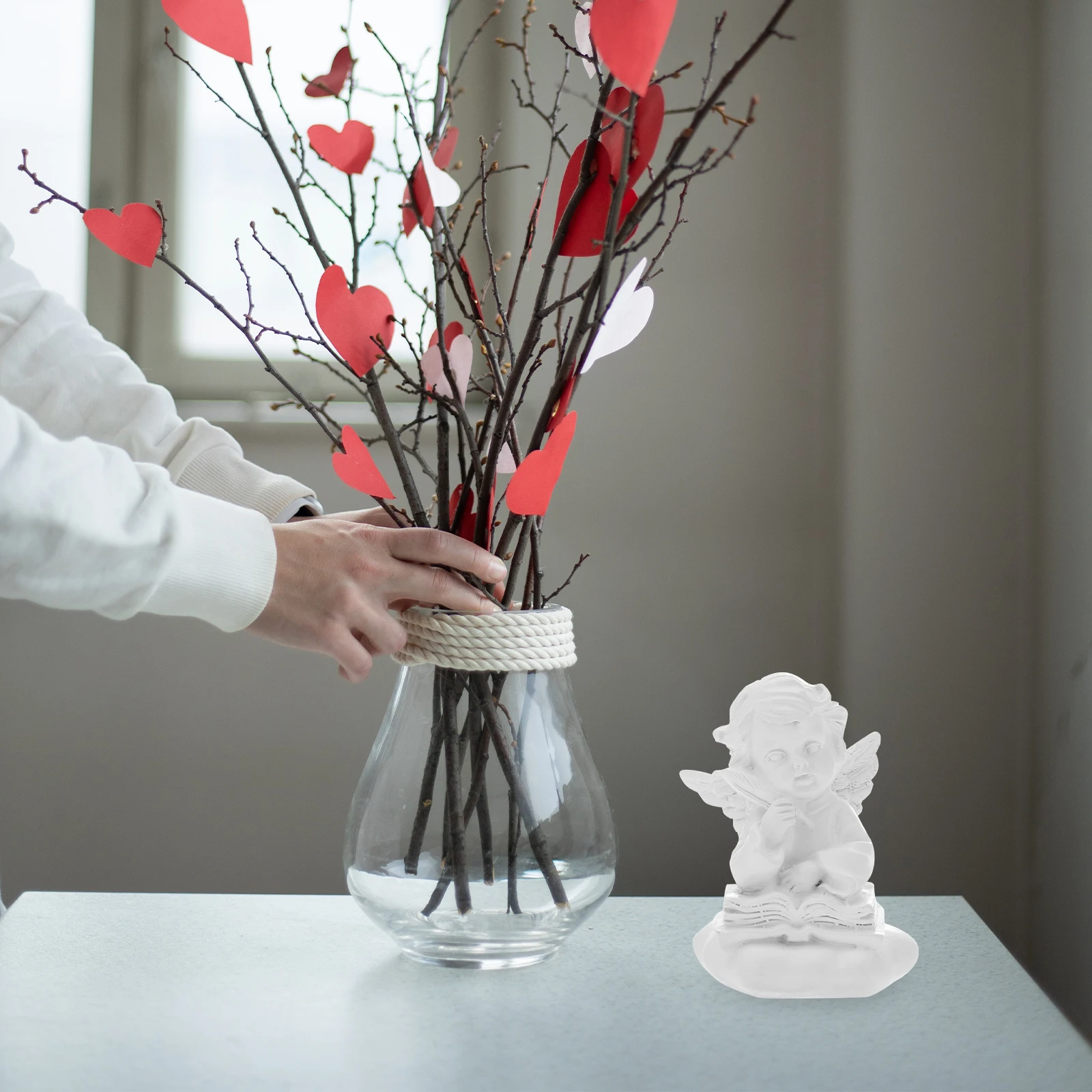 

1pc Angel Resin Sculpture White Angel Figure Decor Adorable Statue Home Holiday Gift Durable Craftsmanship Desktop