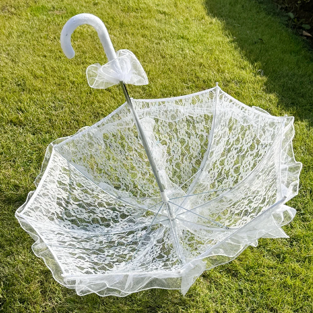White Lace Parasol Umbrella Tea Party Decor Birthday Party Supplies Vintage Wedding Accessories for Bridesmaids Gift Photo Props image 6