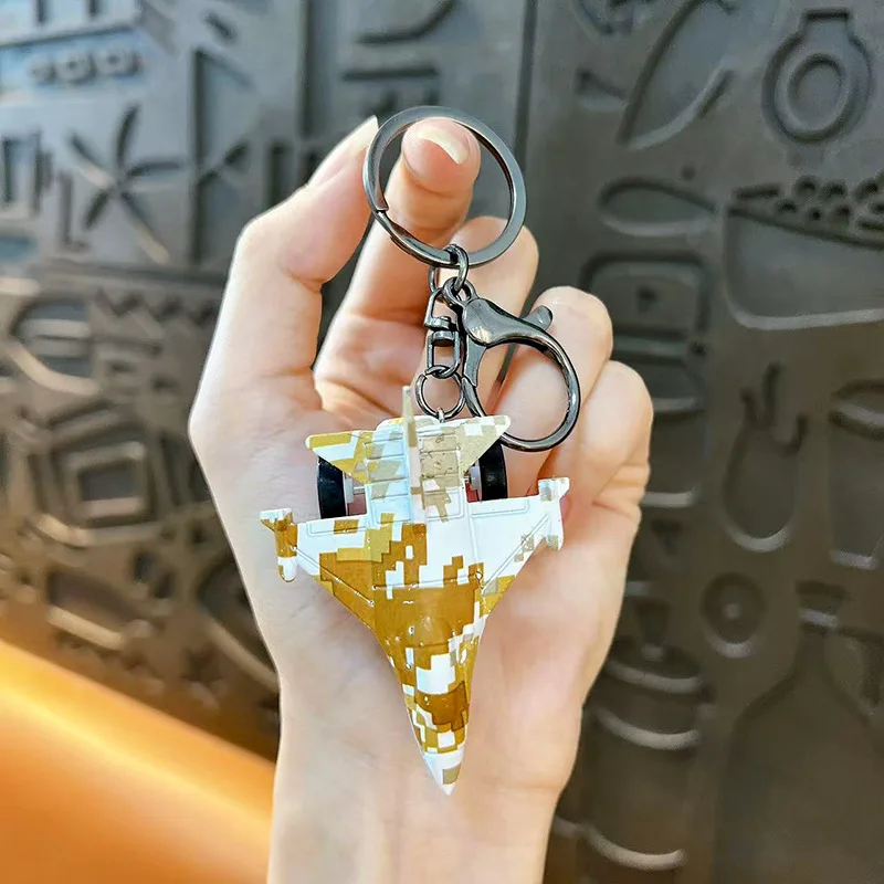 Creative Military Camouflage Fighter Keychain Pendant Fun Children's Toy Mini Inertial Military Aircraft Creative Boy Gift