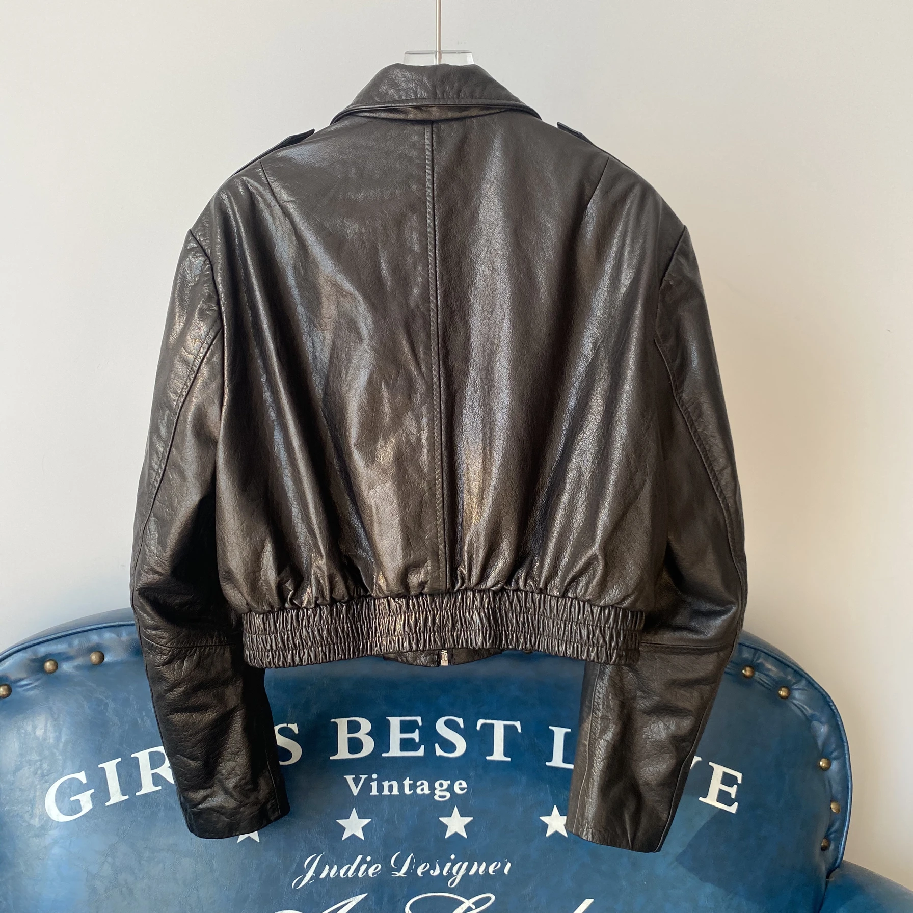 Retro curtido eepskin couro genuíno Jaet feminino gola ortopé motociclista Jaet agasalhos outono inverno novo Sle Zipper Desi...