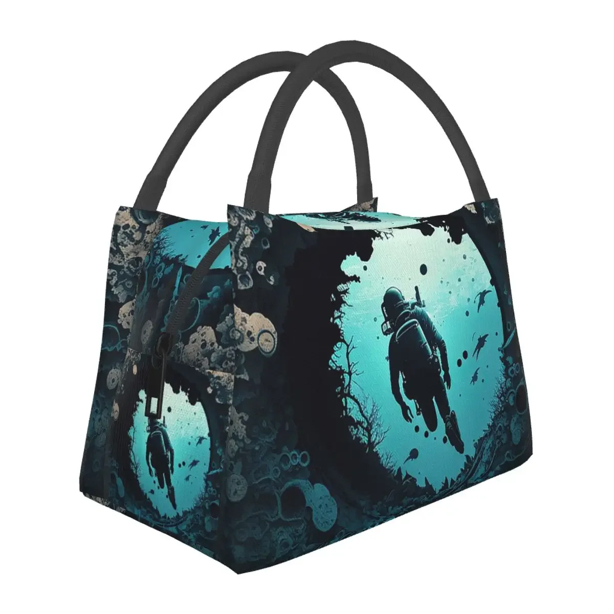

Diver In A Hole Lunch Bags Insulated Bento Box Waterproof Lunch Tote Picnic Bags Cooler Thermal Bag for Woman Kids Office