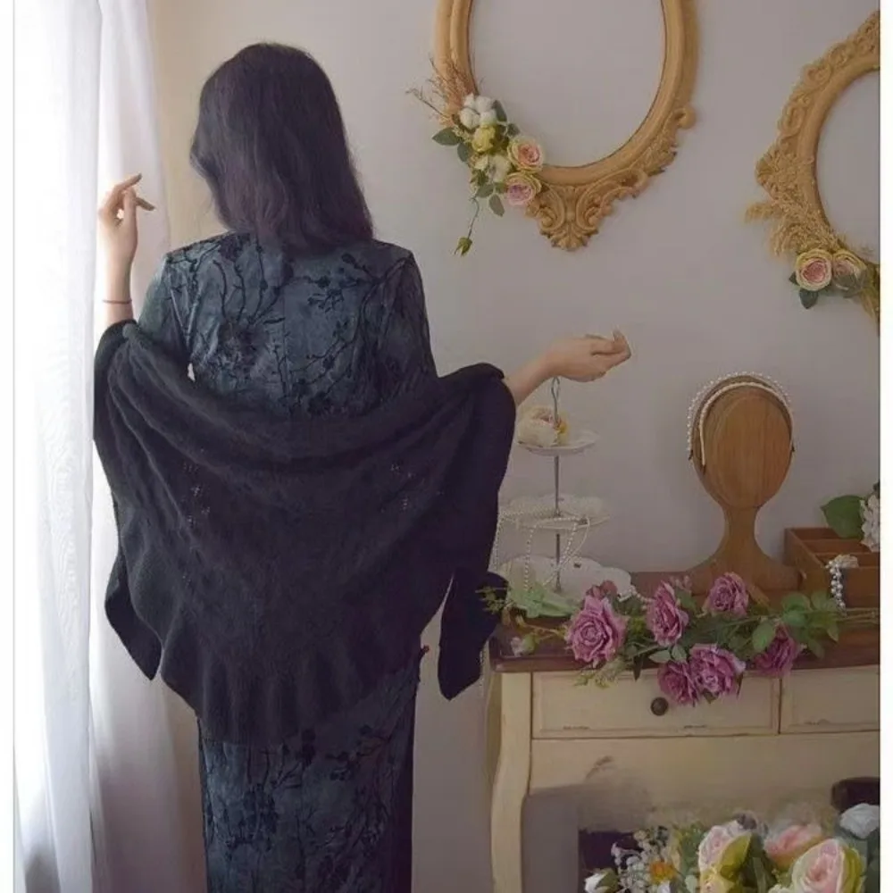 

Новая теплая шаль с оборками, толстая повседневная вязаная толстая теплая пончо, свитер нестандартной формы, шаль, шарф, осень-зима