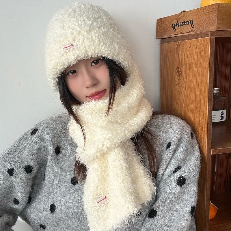 طقم قبعة وشاح شتوية للسيدات، قبعة صغيرة محبوكة دافئة وأوشحة للرقبة للسفر المكتبي اليومي