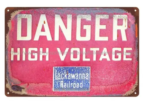 railway Lackawanna Railroad danger high voltage warning metal tin sign art wall tin sign