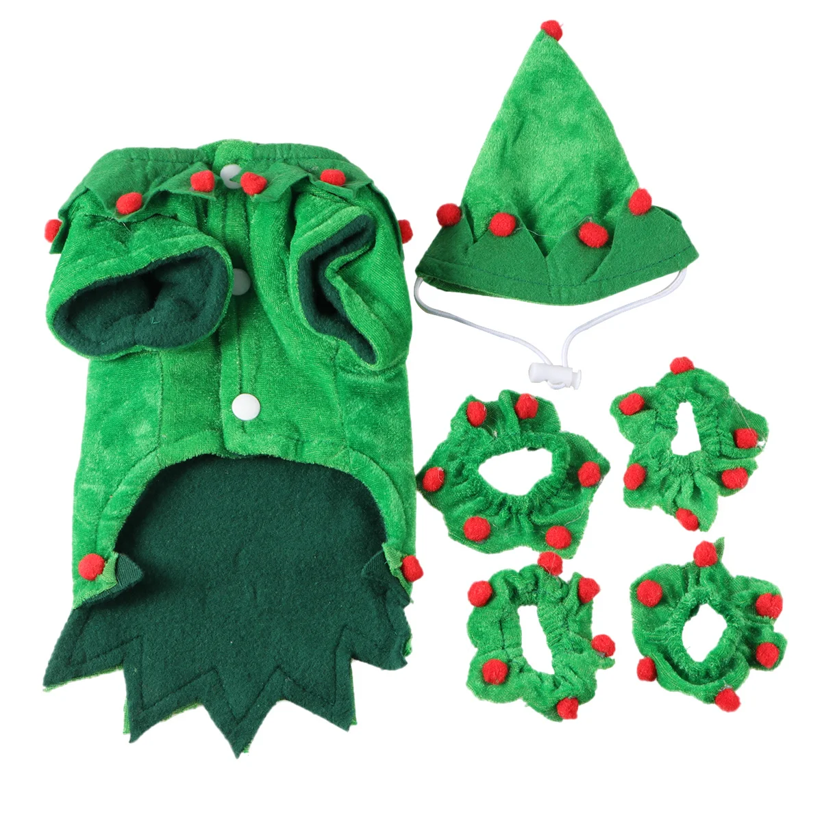

1Set Pet Christmas Cape Stylish Dog Coat with Hat Festive Holiday Outfit for Cosplay Party Photo Shoots Easy to Wear