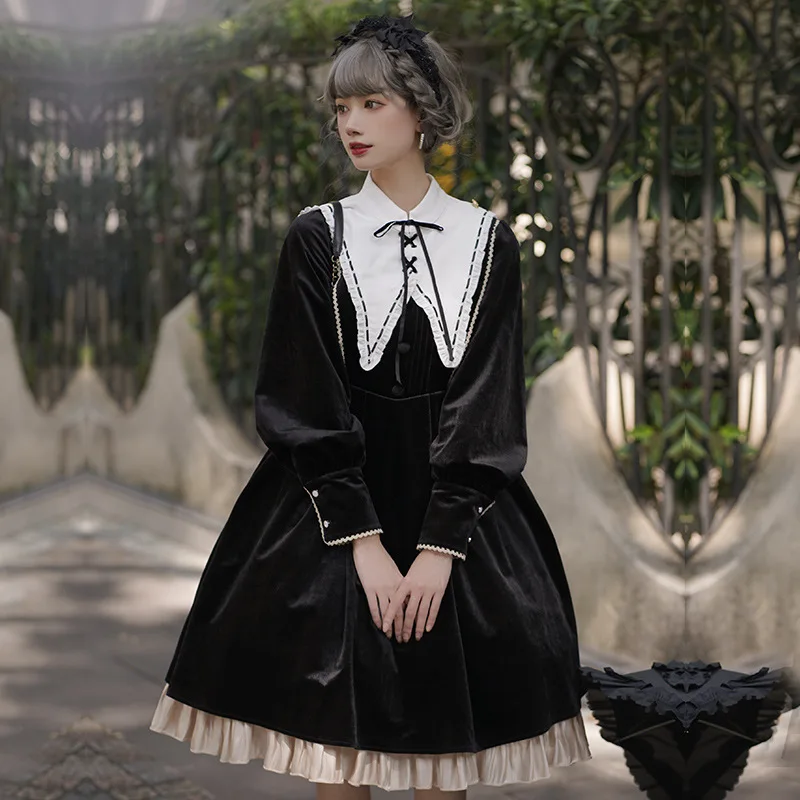 2024 novo original outono/inverno veludo lolita vestido ms lírio op elegante estilo tribunal vestido lolita