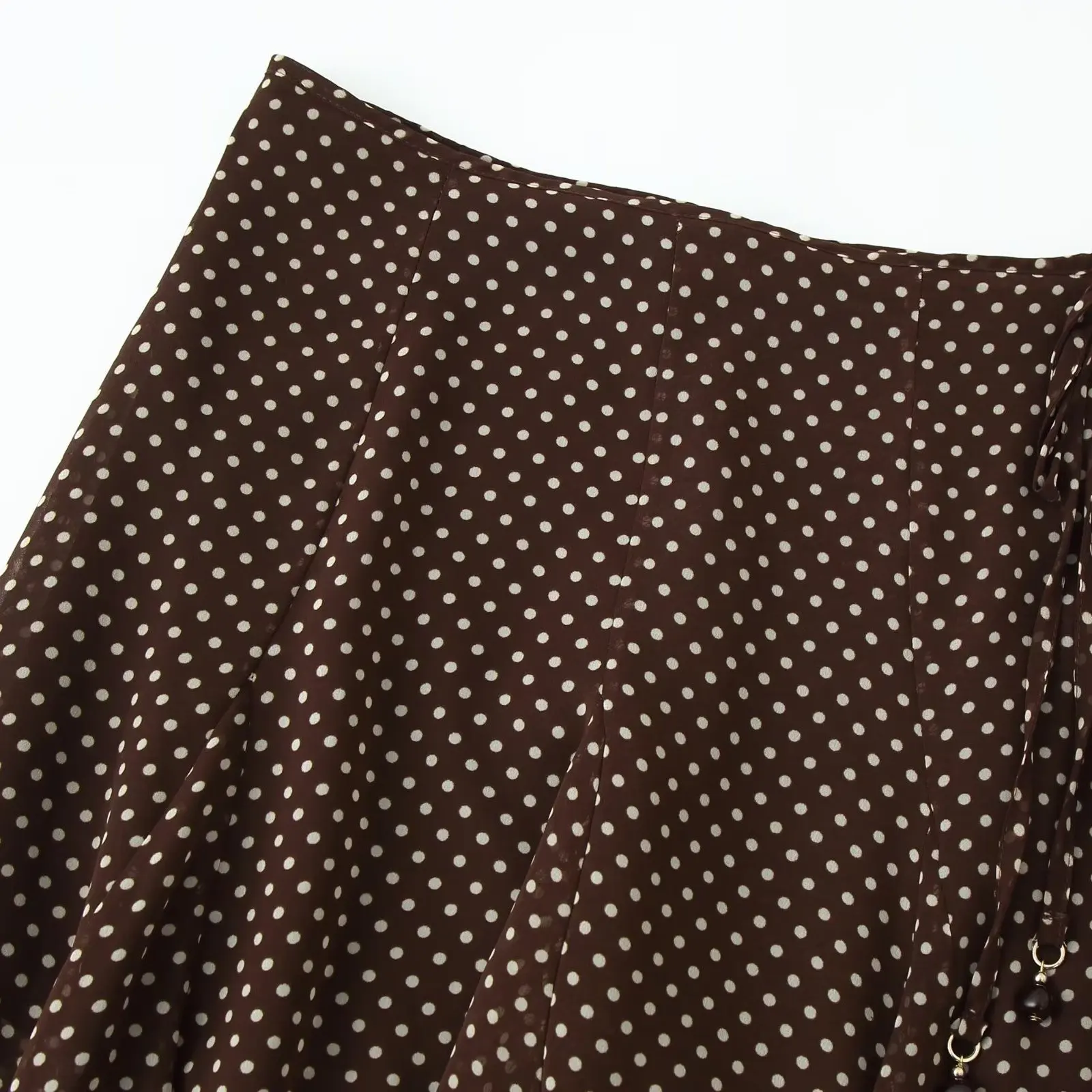 KASLEAD Fashionable Polka Dot Midi Skirt Women's Clothing Versatile Simple Design Spring 2026 Standard Waist A-Line Skirt