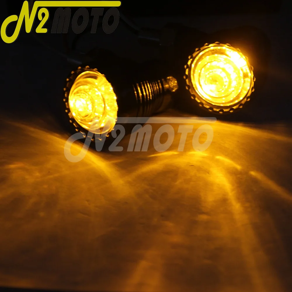 Front Rear LED Turn Signal Light Motorcycle Old Shool Brass Blinker Amber Lamp For Harley Scrambler Chopper Bobber Cafe Racer