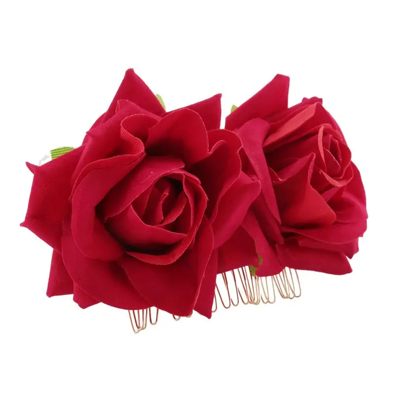 Pinza para el pelo TEXU con flor de rosa, broche de flor para bailarina de flamenco, pinza para peinado de mujer, accesorios para el cabello