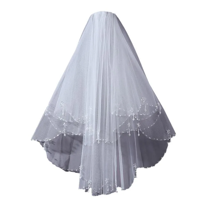 التخليص الحجاب الزفاف الزفاف القبعات المتوسطة والطويلة لؤلؤة الدانتيل موري الزفاف اكسسوارات الشعر