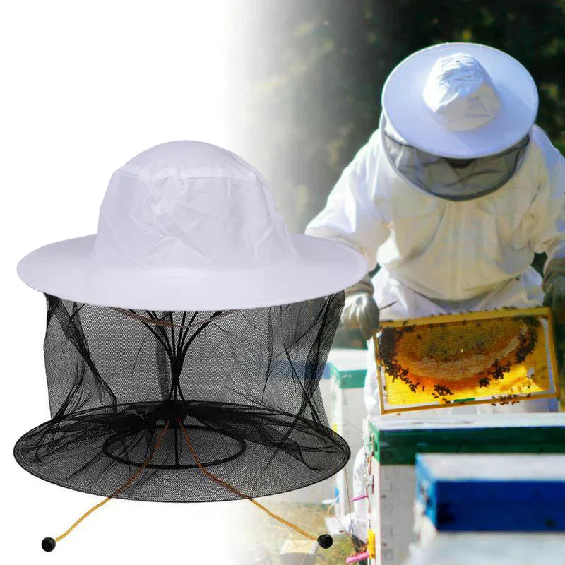 1pc BeeKeeping Protective Bee Hat Anti Bee White Hat-Veil Combo Bee Hat Bug Mesh Mask Beekeeping Protection Beekeeper