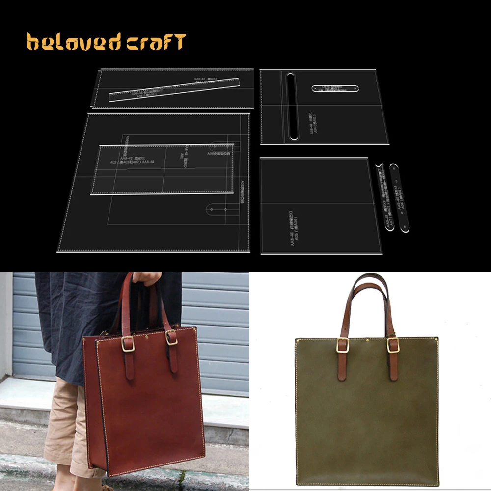 

BelovedCraft Leather Bag Pattern Making with Kraft Paper and Acrylic Templates for Tote Handbag