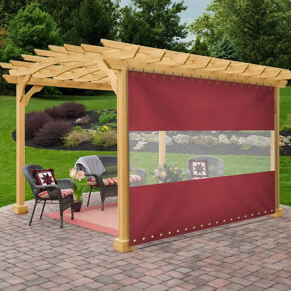 Vinyl Outdoor Curtains for Patio Waterproof – 18 oz Outdoor Clear Panel Curtains Gazebo Curtains with Brass Grommets